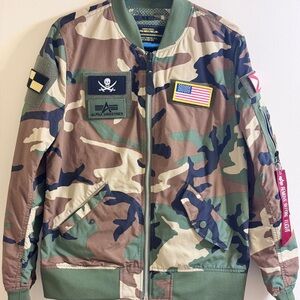 Alpha Industries Green Camouflage Bomber Jacket